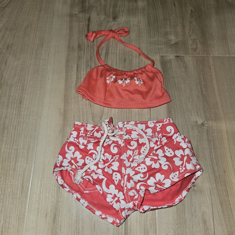 Build A Bear Hawaiian Orchid Floral Halter Top Summer Board Shorts Teddy Outfit